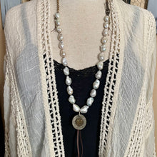 Load image into Gallery viewer, SALE Luminous White Baroque Pearls with Custom artisan Angel/Heart Pendant
