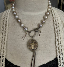 Load image into Gallery viewer, Large Metallic Edison Pearl Necklace with Large Lobster Clasp
