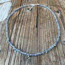 Load image into Gallery viewer, Petite Labradorite Short Necklace with Sterling balls
