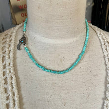 Load image into Gallery viewer, Petite Sleeping Beauty Turquoise Pave Diamond Crescent Moon Necklace
