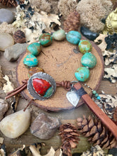 Load image into Gallery viewer, Natural Turquoise Nuggets Custom Sonoran Sunrise Chrysocolla Sterling button
