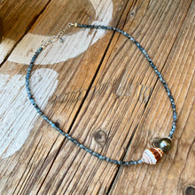 Load image into Gallery viewer, Devil Aquamarine Tahitian Pearl Hawaiian Seashell Necklace
