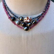 Load image into Gallery viewer, Petite Pink Tourmaline Tahitian Pearl Necklace
