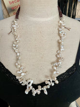 Load image into Gallery viewer, Long or short White Funky Freshwater Pearl Leather Necklace
