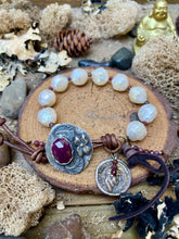 Load image into Gallery viewer, SALE Luminous White Edison Pearls Custom Ruby Button Bracelet
