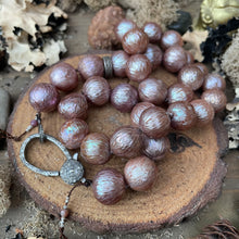 Load image into Gallery viewer, SALE Rare Large Pink Dragon scale Edison Pearl Pave Diamond Necklace
